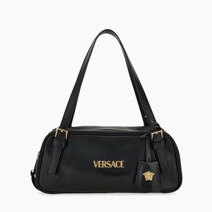 Versace Versace Tag Zip Leather Shoulder Bag